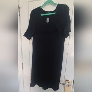 Ann Taylor Black Knit Ruffle Dress